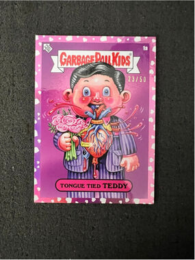 Tongue Tied Teddy - 26 Topps Garbage Pail Kids-Valentine's Day Pink Hearts 23/50